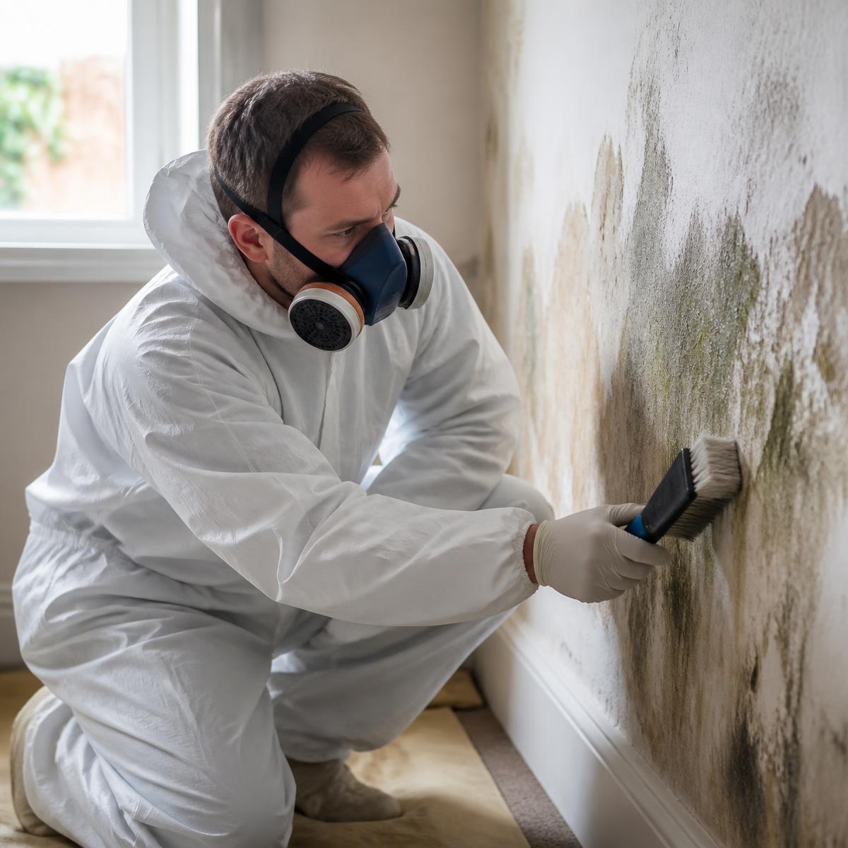 Ambiente FM operative carrying out specialist mould treatment