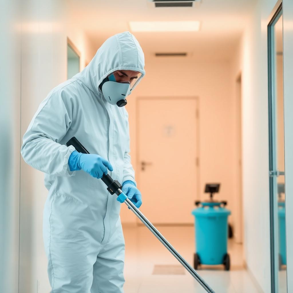 Ambiente FM operative carrying out biohazard cleaning